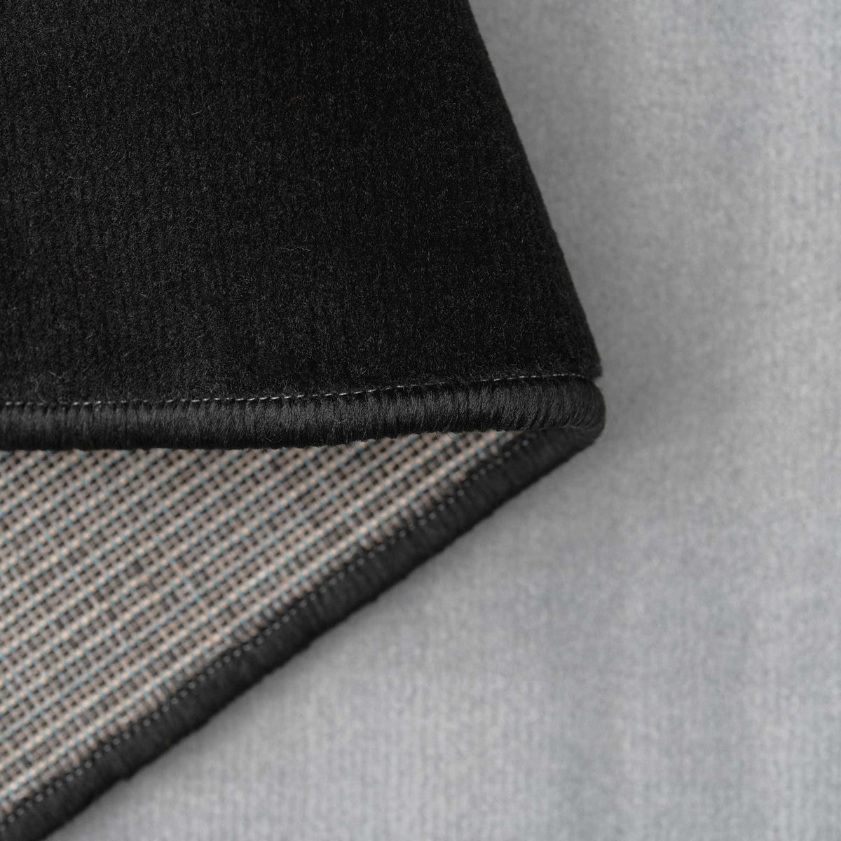 Geometric Bordered Black and Grey Runner Rug