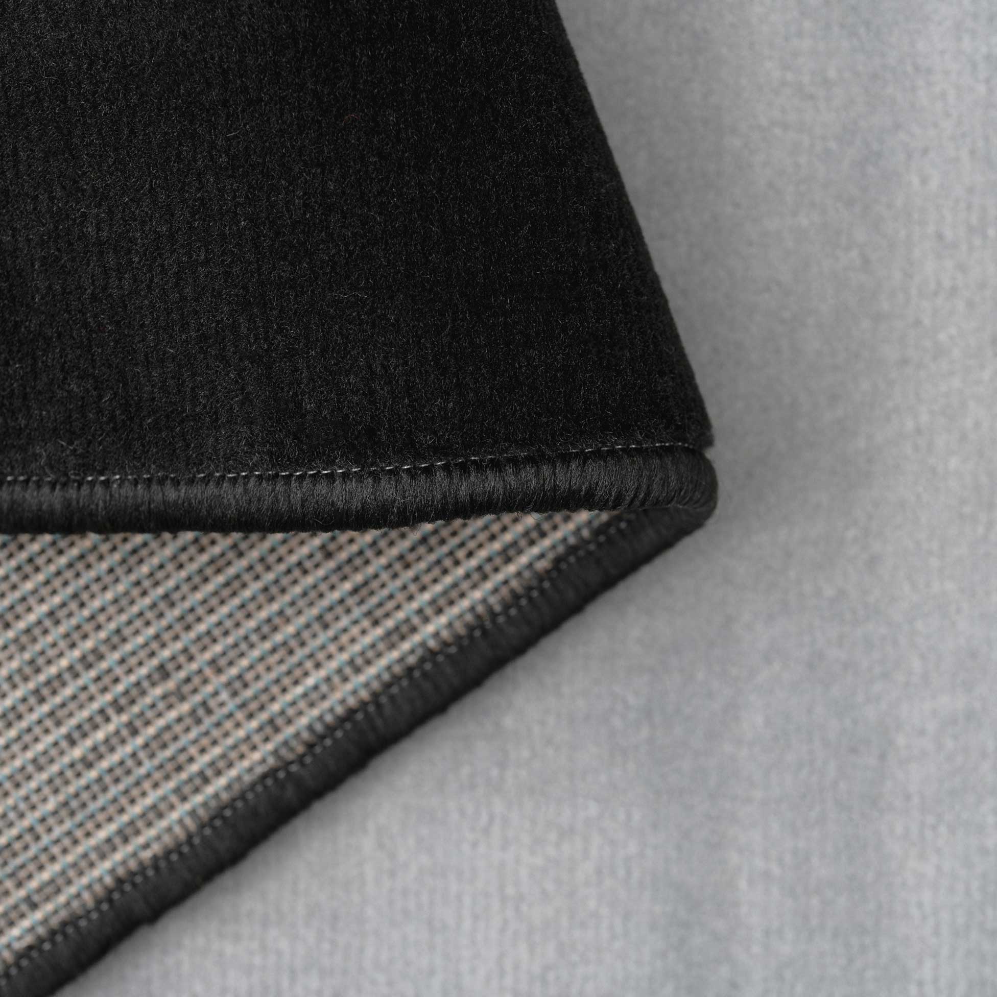 Geometric Bordered Black and Grey Runner Rug