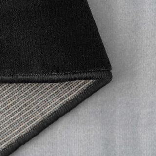 Geometric Bordered Black and Grey Runner Rug