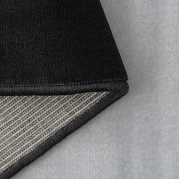 Geometric Bordered Black and Grey Runner Rug
