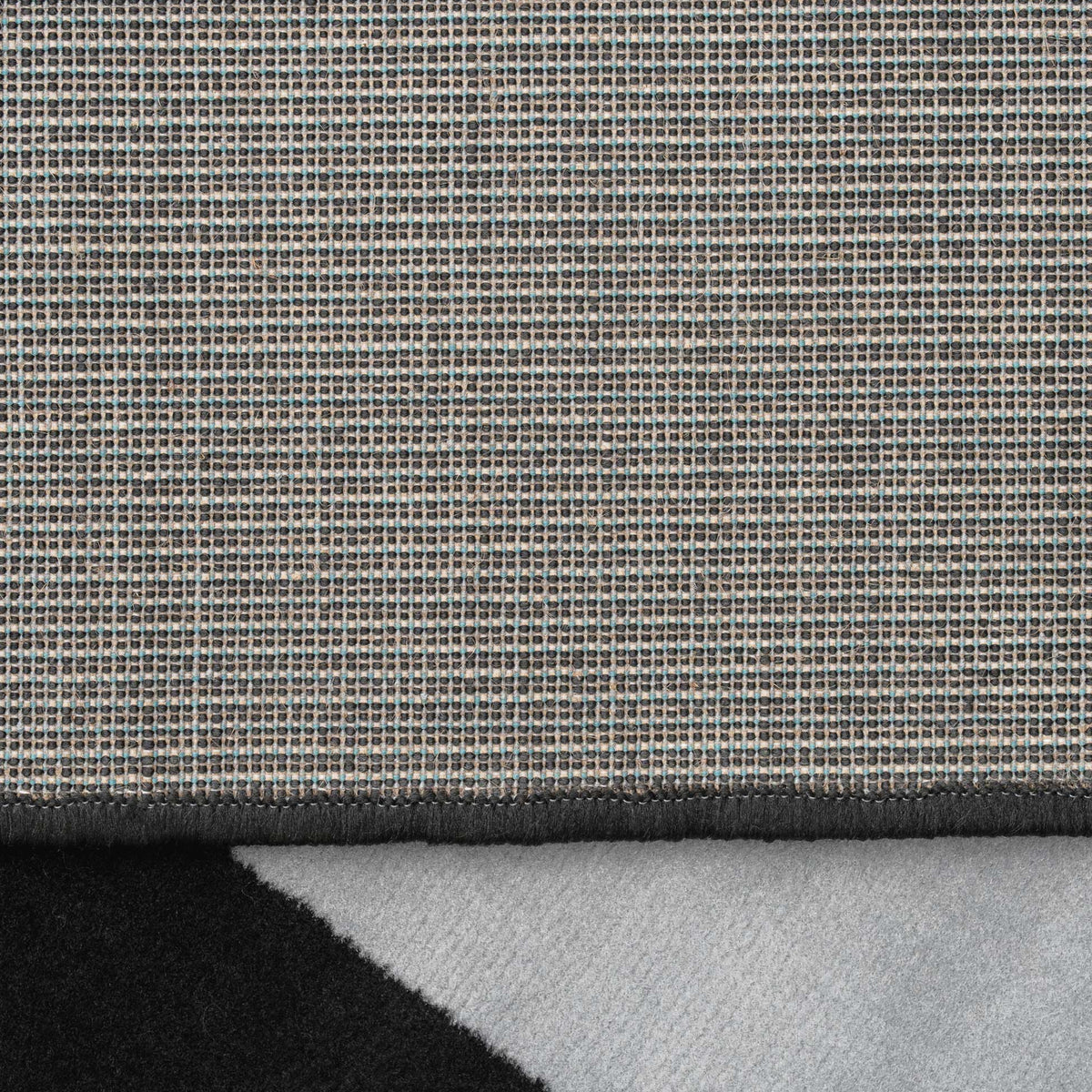 Geometric Bordered Black and Grey Runner Rug