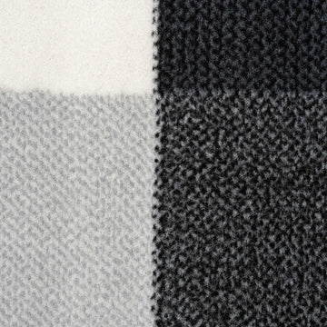 Geometric Bordered Black and Grey Rug