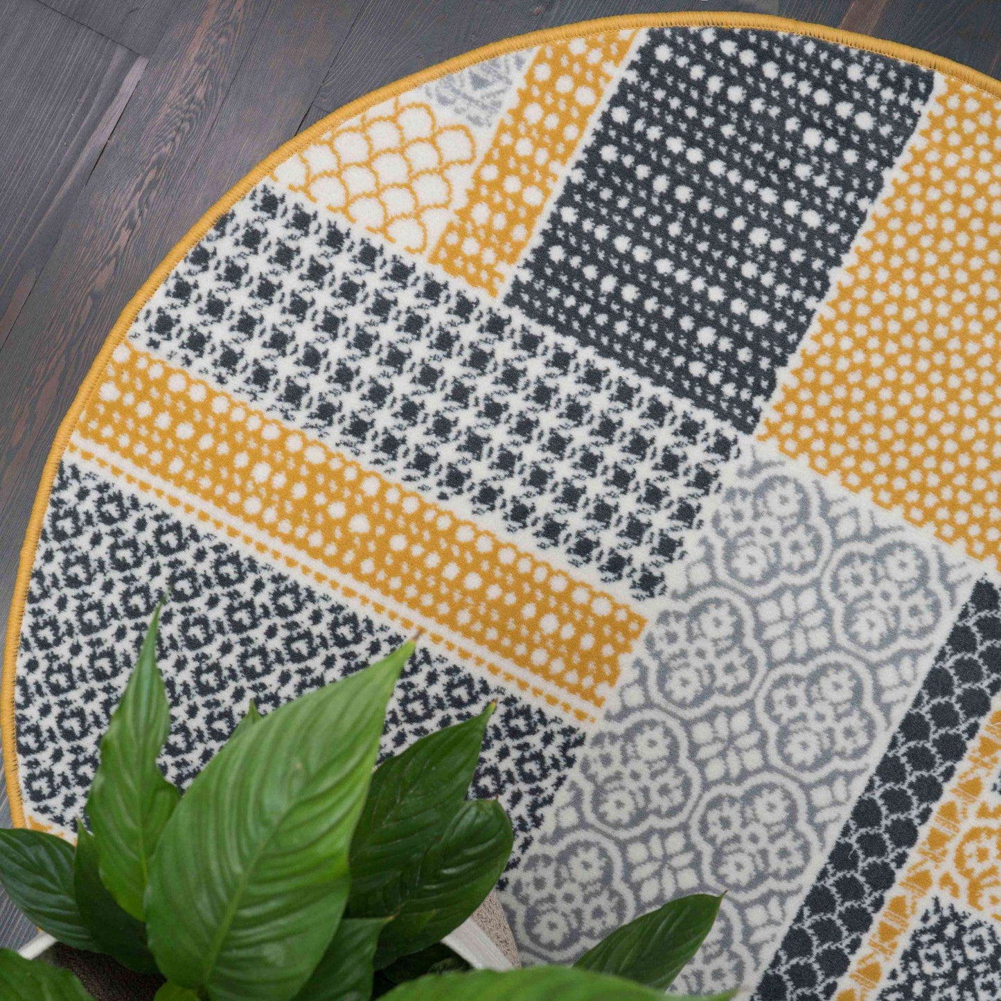 Ochre Grey Patchwork Rug | Living Room Rugs | Kukoon Rugs Online