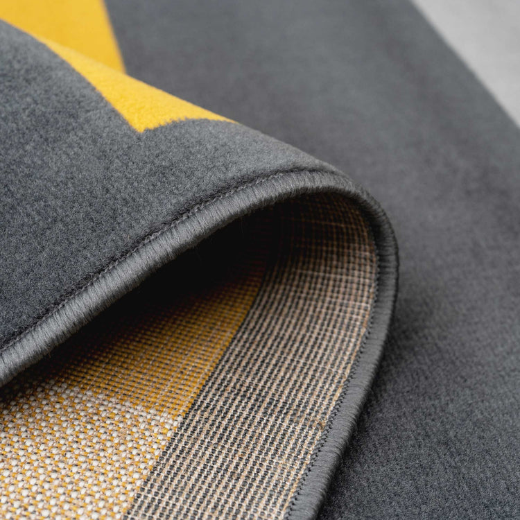 Yellow Grey Modern Geometric Bedroom Rugs