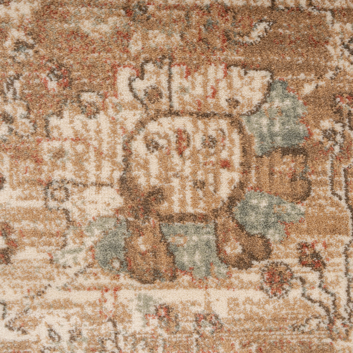 Rustic Floral Terracotta Rug - Dahlia