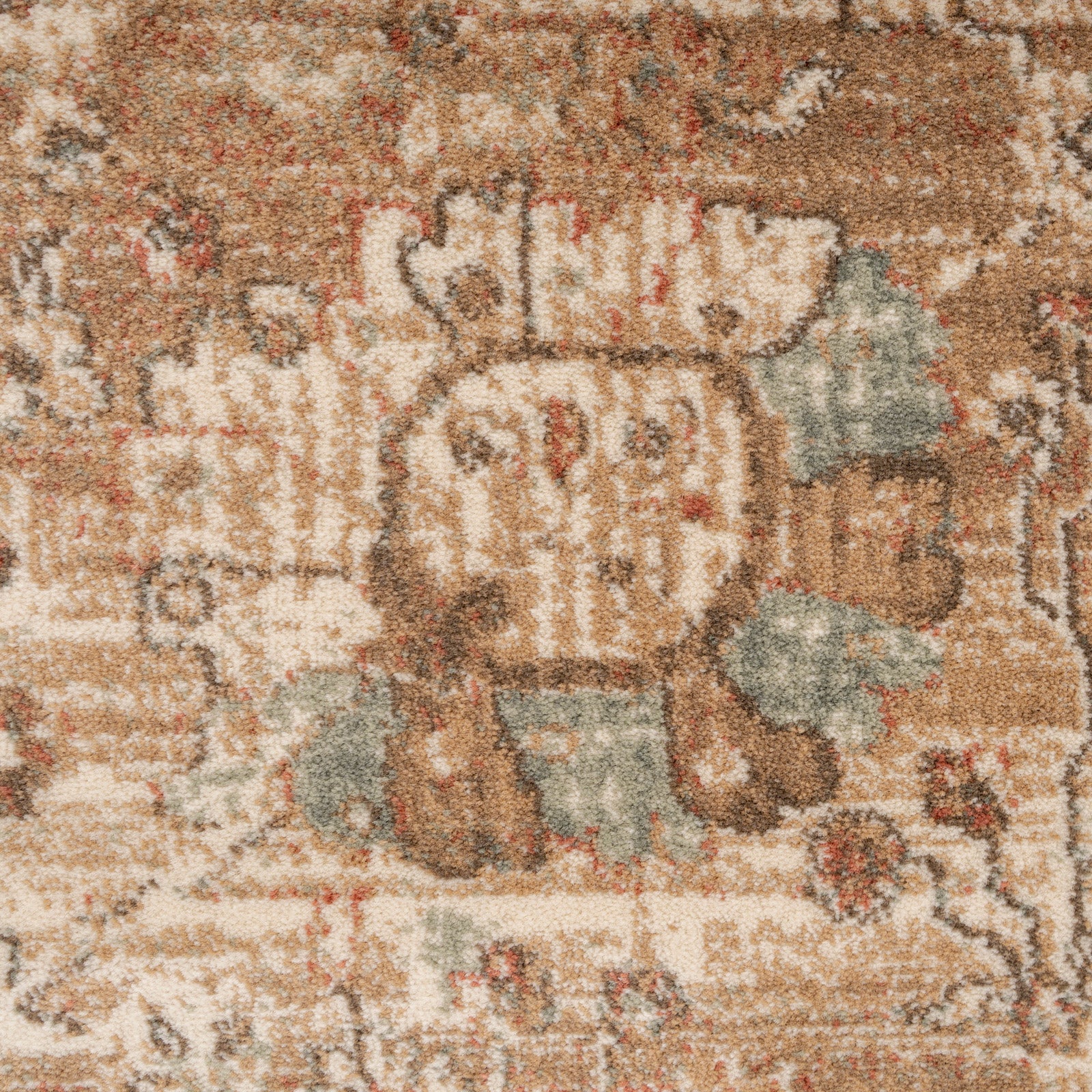 Rustic Floral Terracotta Rug - Dahlia