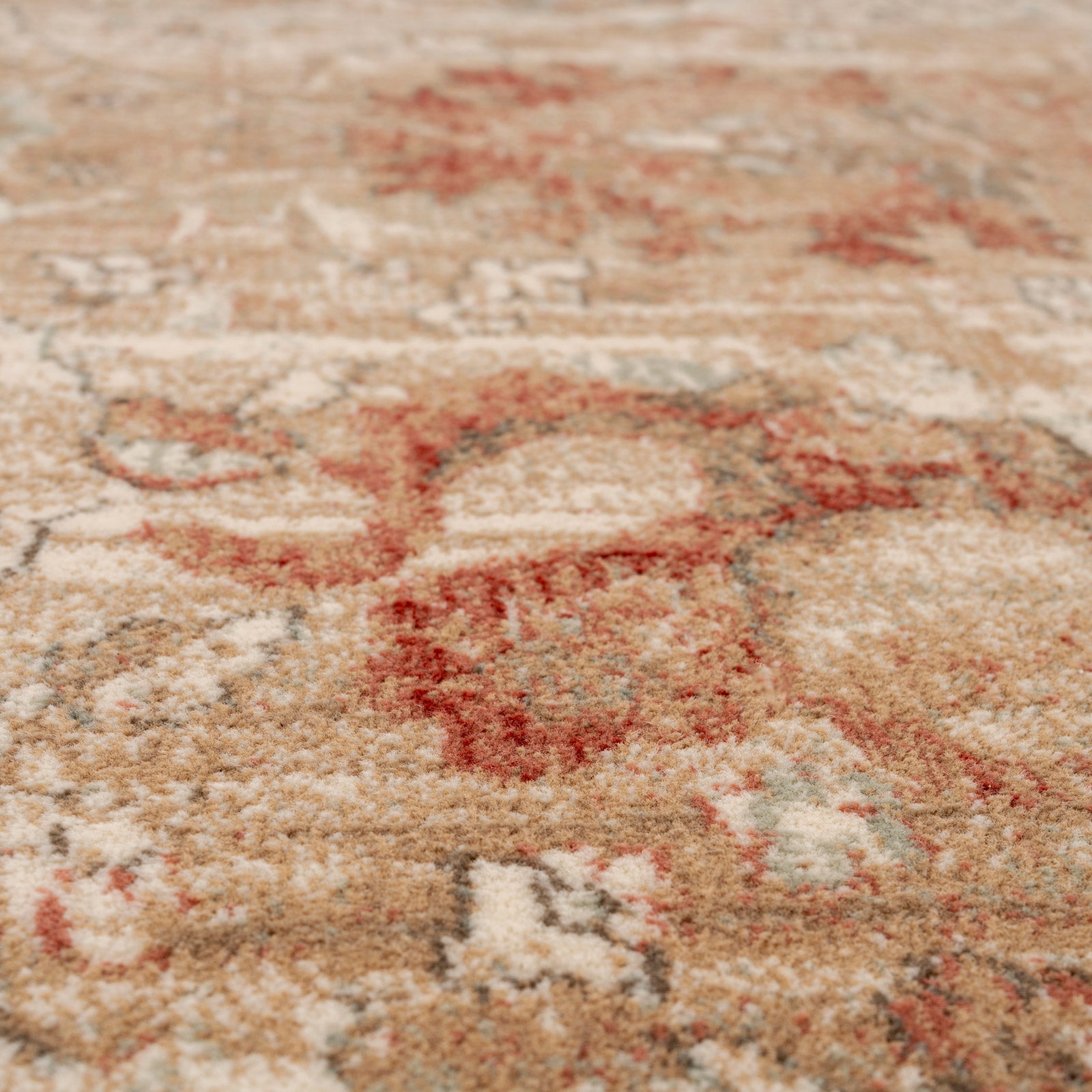 Rustic Floral Terracotta Rug - Dahlia