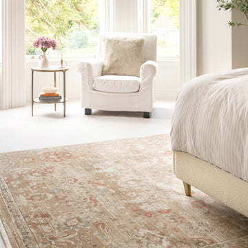 Rustic Floral Terracotta Rug - Dahlia