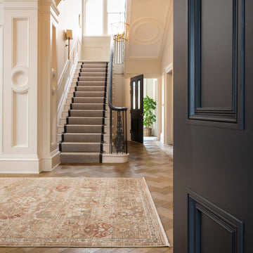 Rustic Floral Terracotta Rug - Dahlia