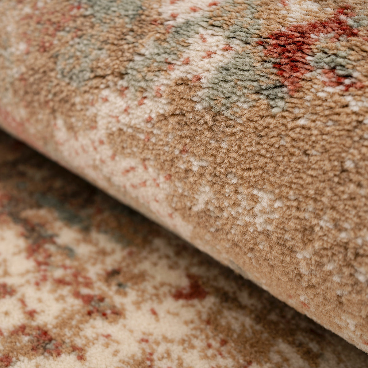 Plush Abstract Beige Orange Rug - Farah