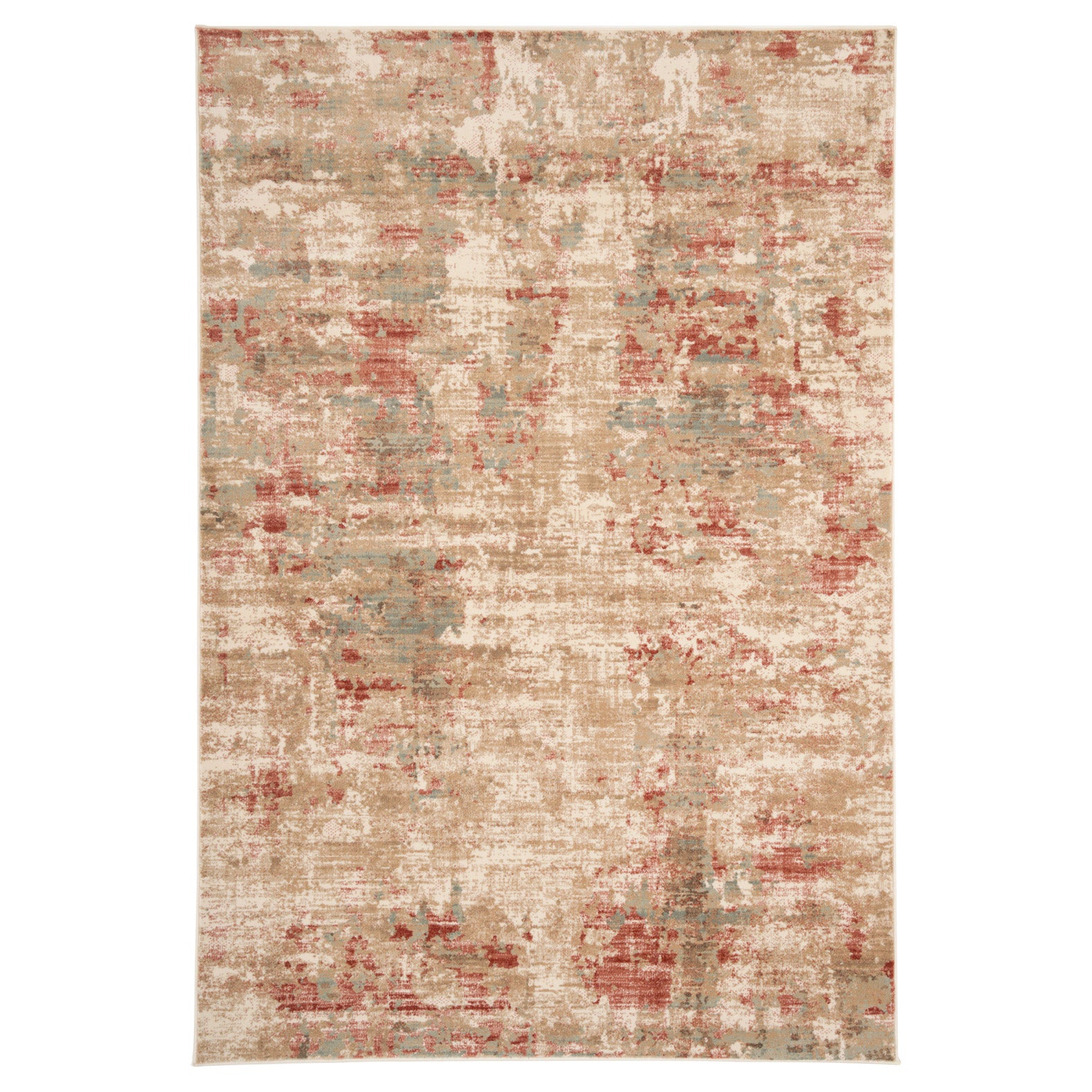 Plush Abstract Beige Orange Rug - Farah