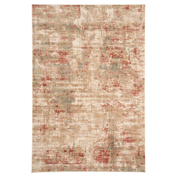 Plush Abstract Beige Orange Rug - Farah