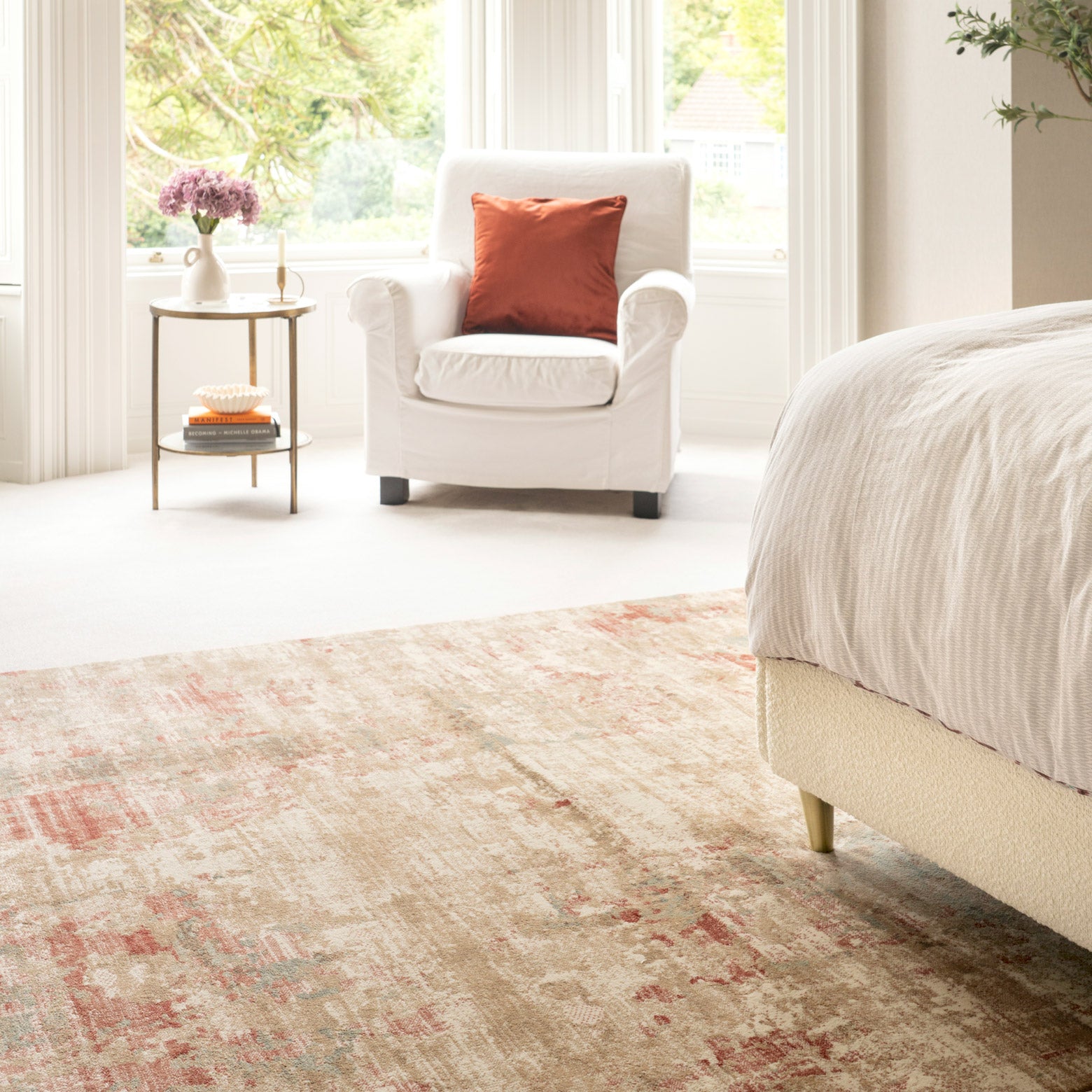 Plush Abstract Beige Orange Rug - Farah