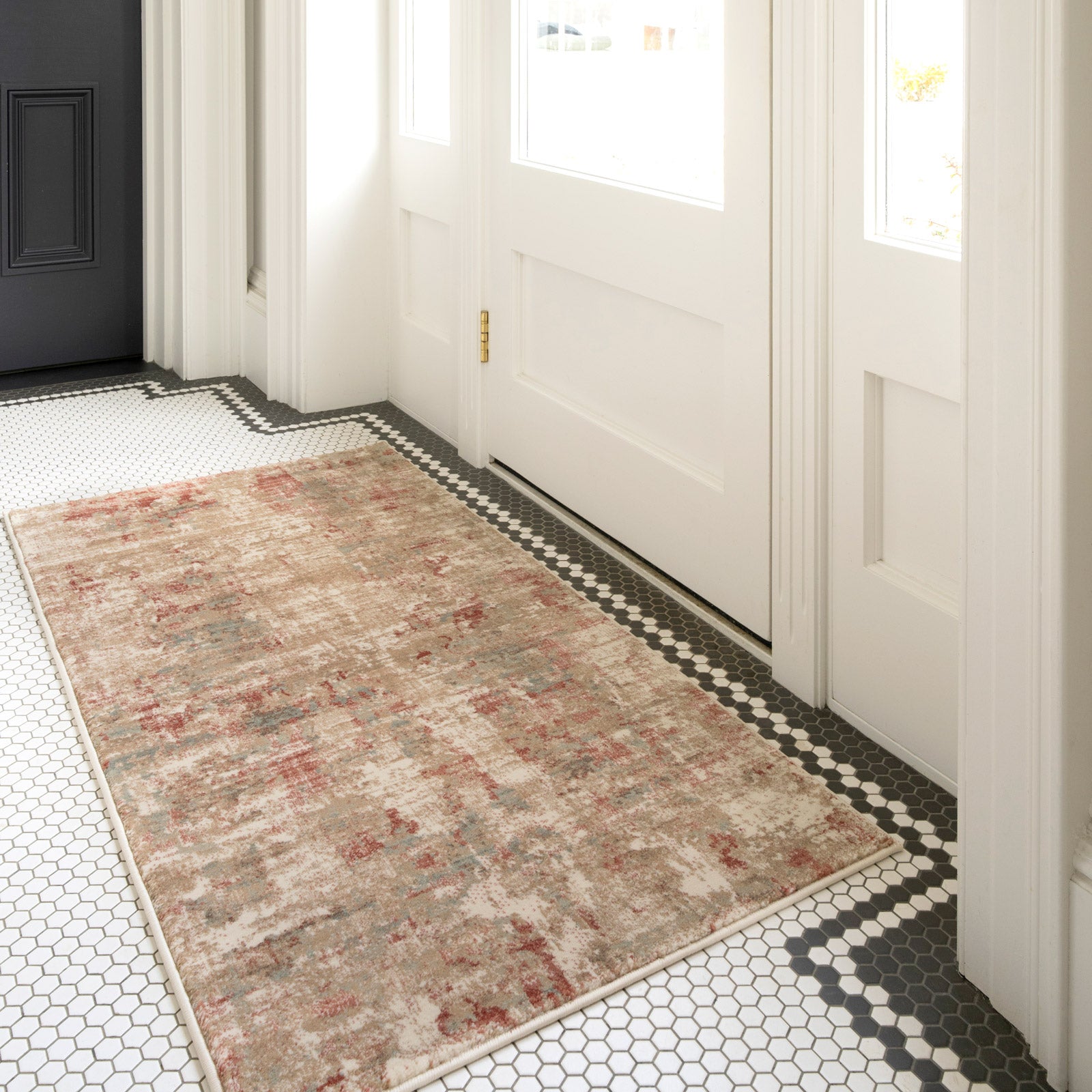 Plush Abstract Beige Orange Rug - Farah