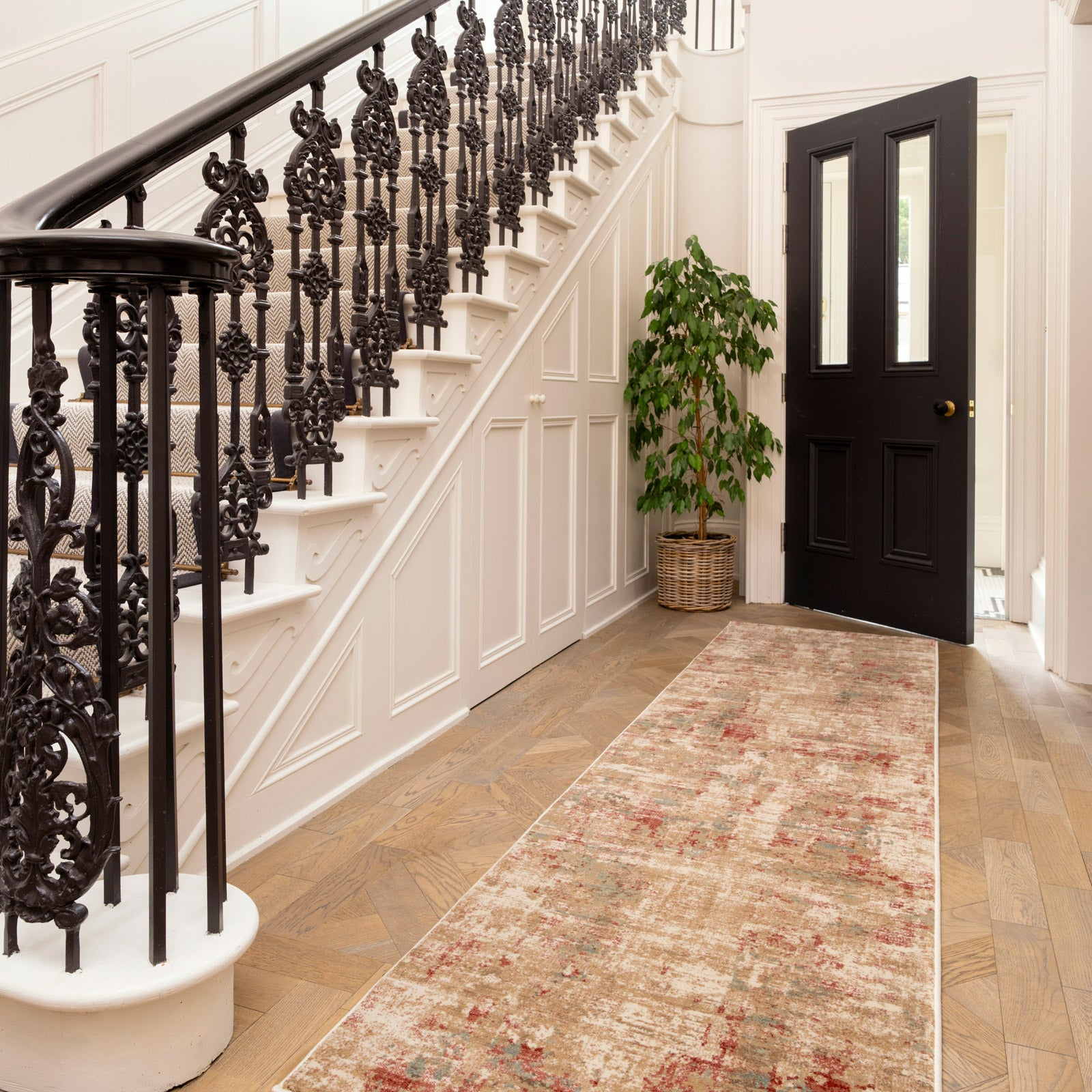 Plush Abstract Beige Orange Runner - Farah