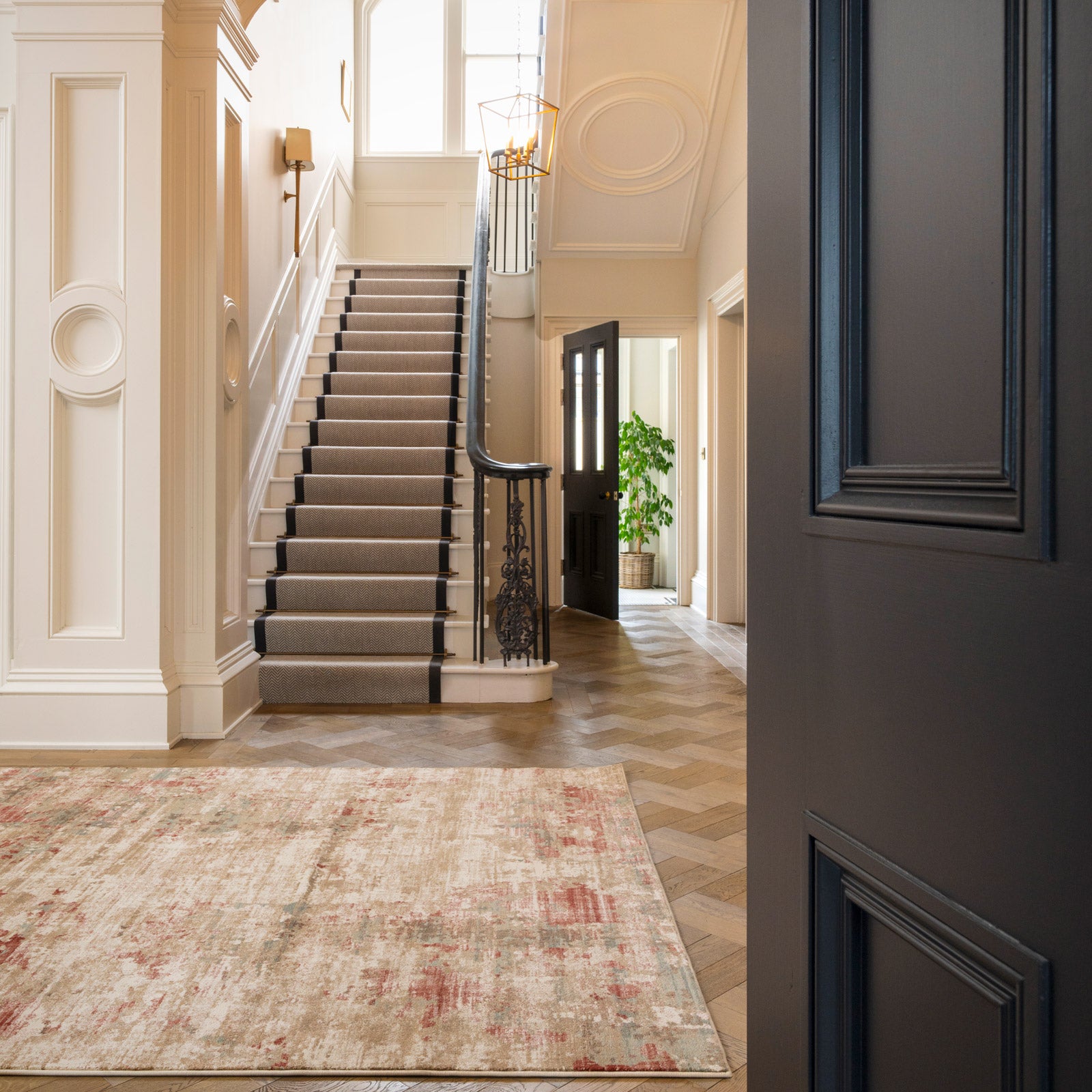 Plush Abstract Beige Orange Rug - Farah