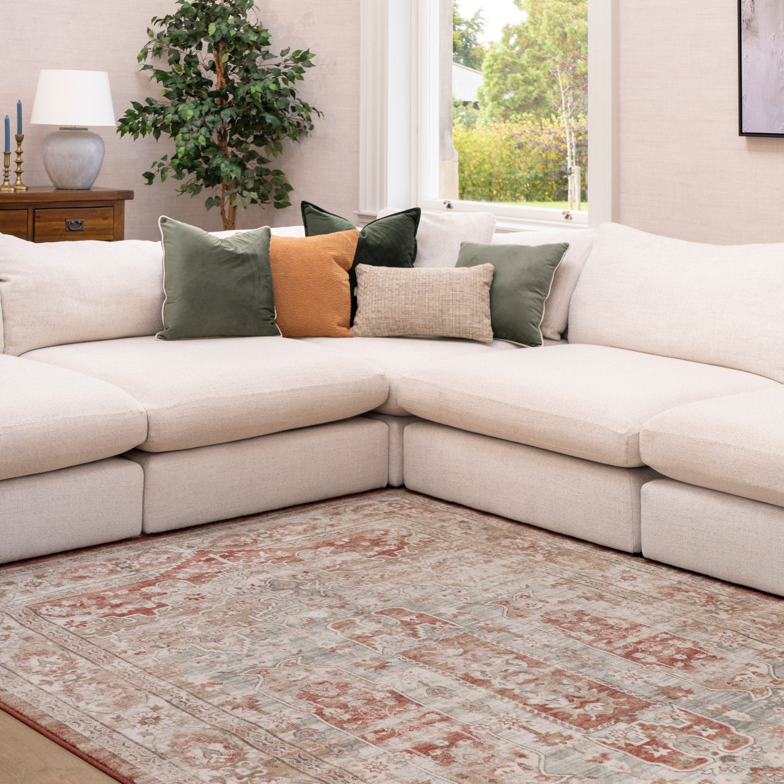 Traditional Plush Terracotta Rug - Selma