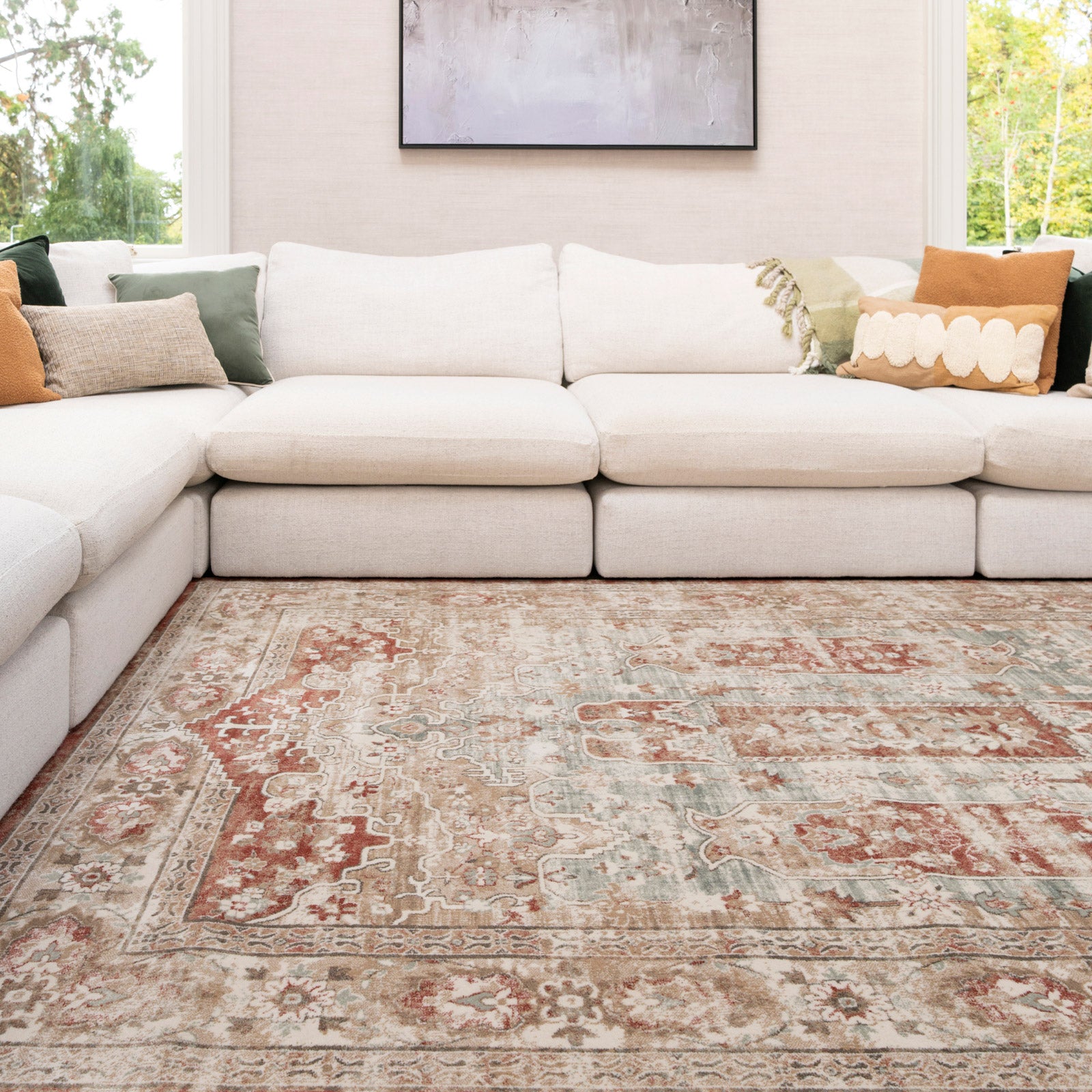 Traditional Plush Terracotta Rug - Selma
