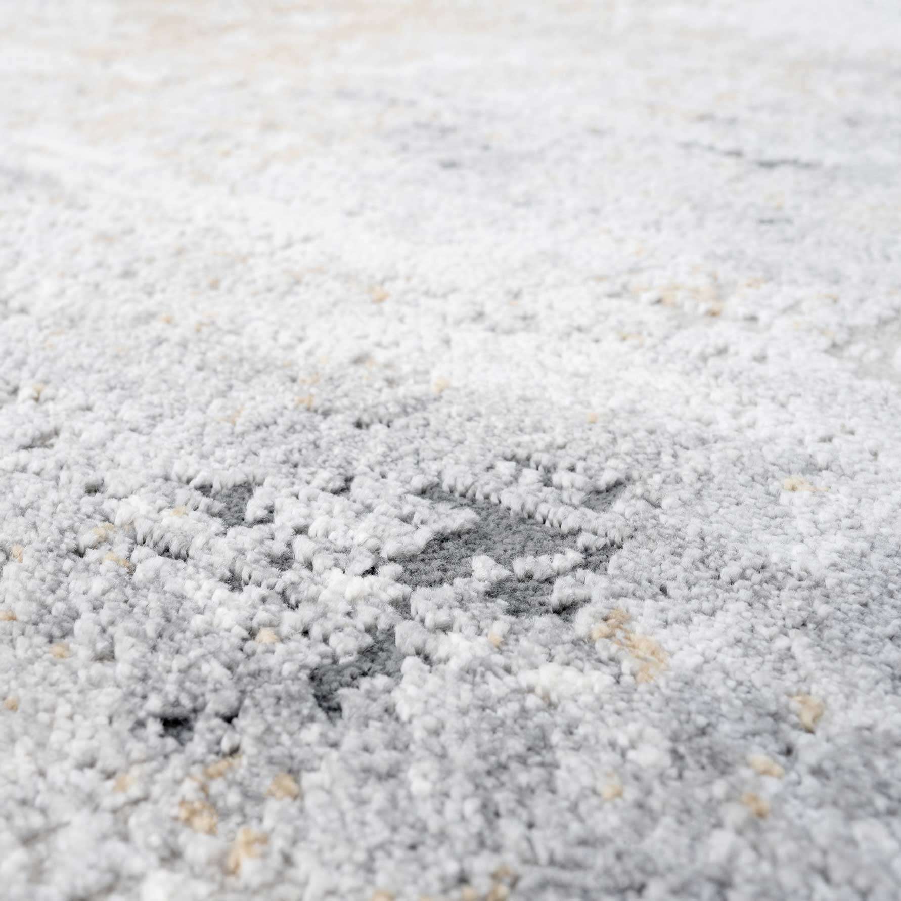 Modern Soft Grey Gold Distressed Abstract Living Room Rug