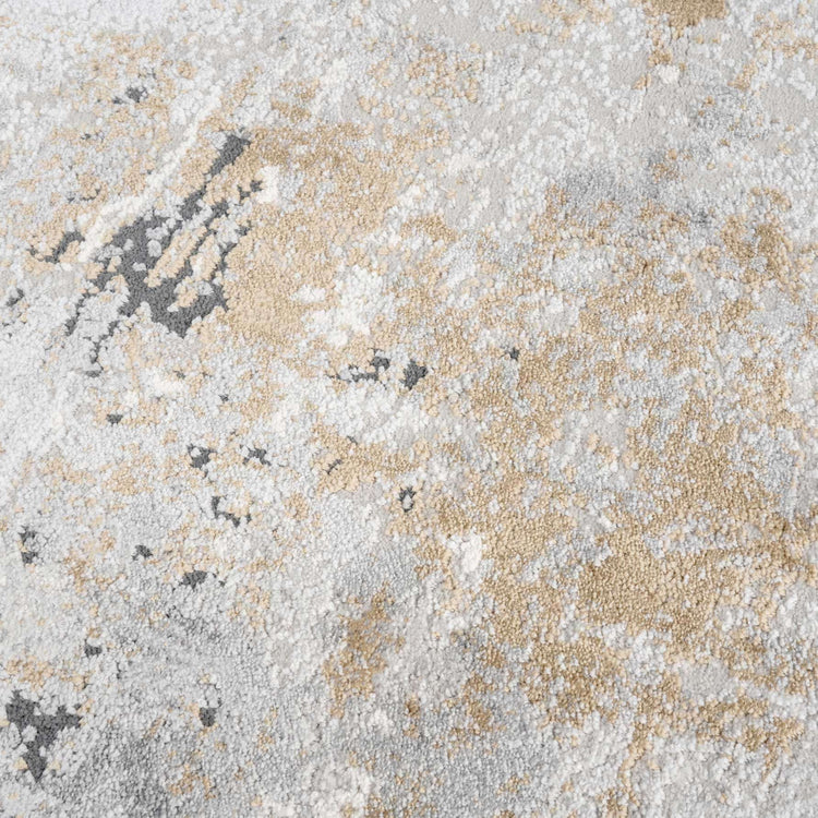 Modern Soft Grey Gold Distressed Abstract Living Room Rug