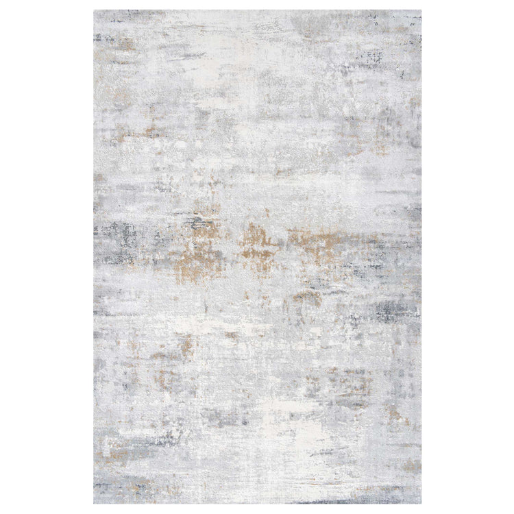 Modern Soft Grey Gold Distressed Abstract Living Room Rug