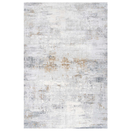 Modern Soft Grey Gold Distressed Abstract Living Room Rug