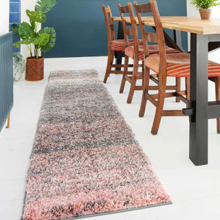 Blush Pink Stripe Shaggy Rug