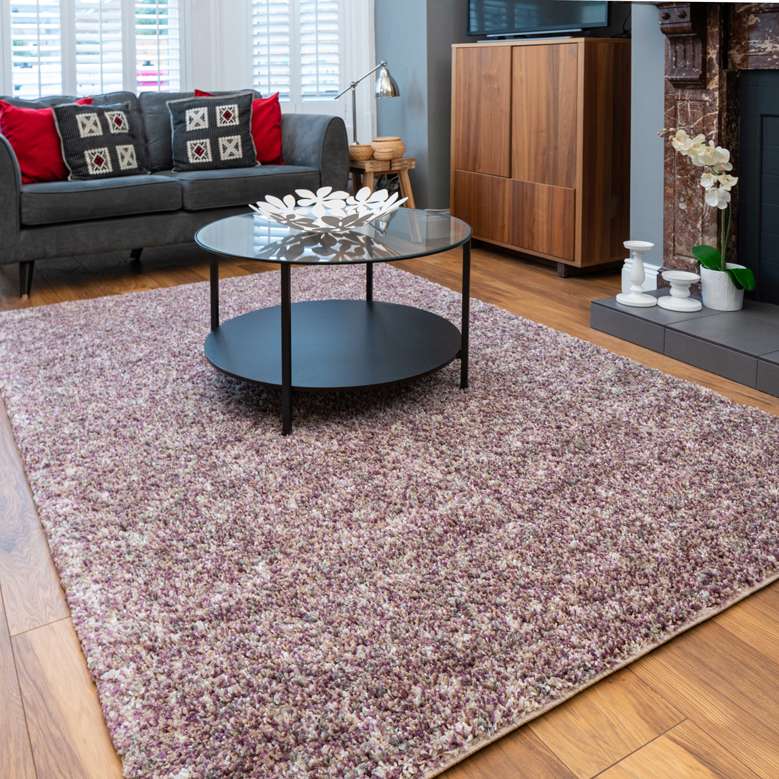 Rich Purple Mottled Shaggy Living Room Rug
