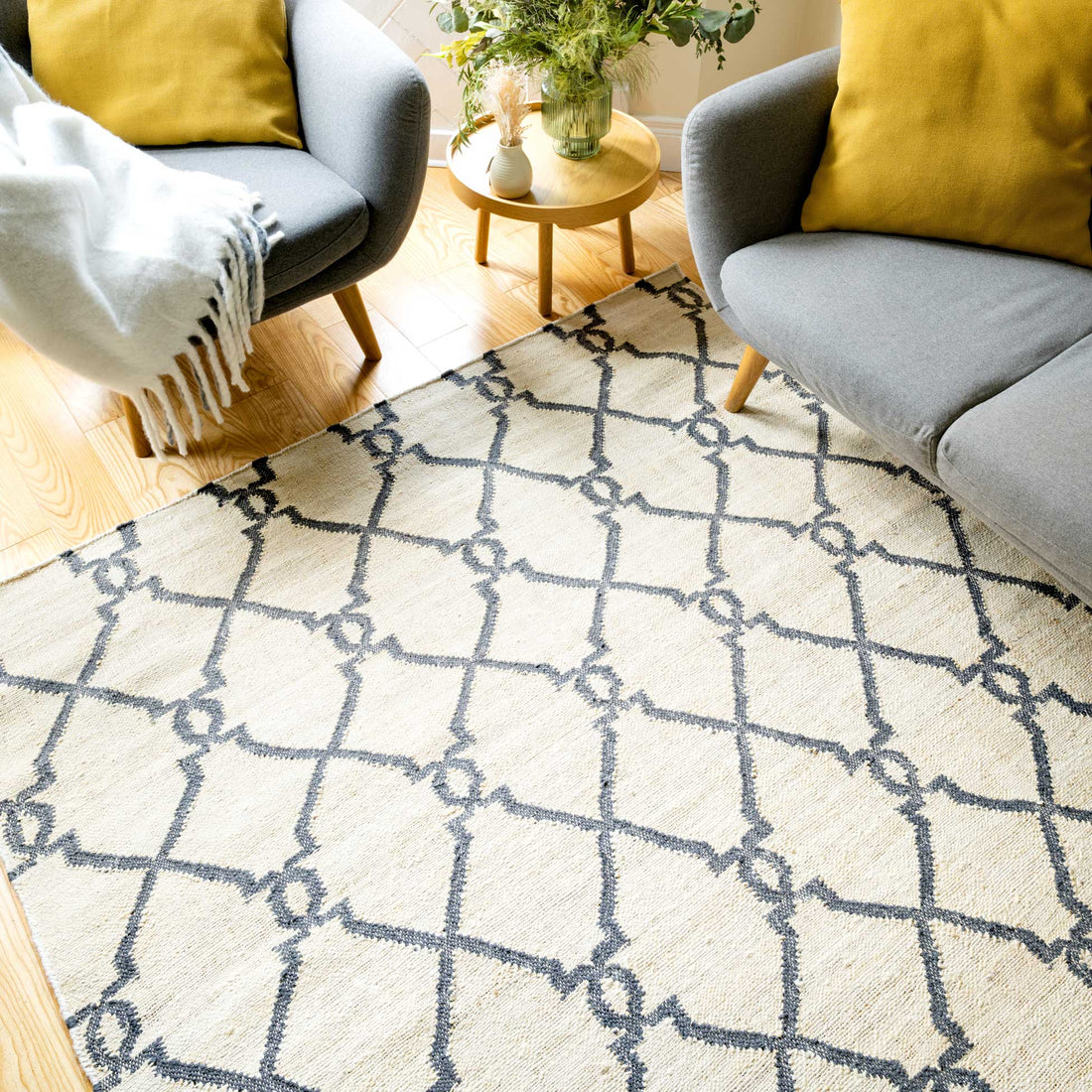 Cream Trellis Natural Jute Area Rug - Trellis | Living Room Rugs ...