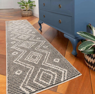 Cosy Soft Underfoot Grey Moroccan Berber Bedroom Rug