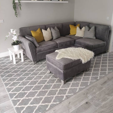 Trellis Silver Grey Durable Rug - Milan
