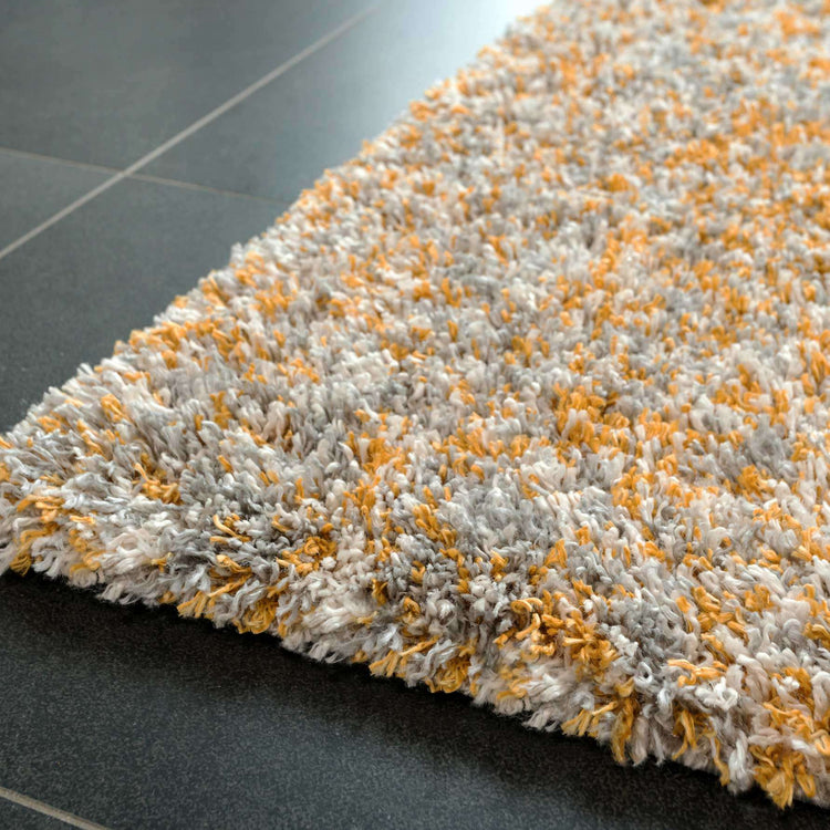 Soft Mottled Gold Grey Shaggy Area Rug