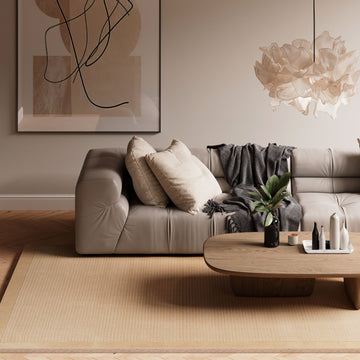 Neutral Bordered Wool Rug - Olann Neutral