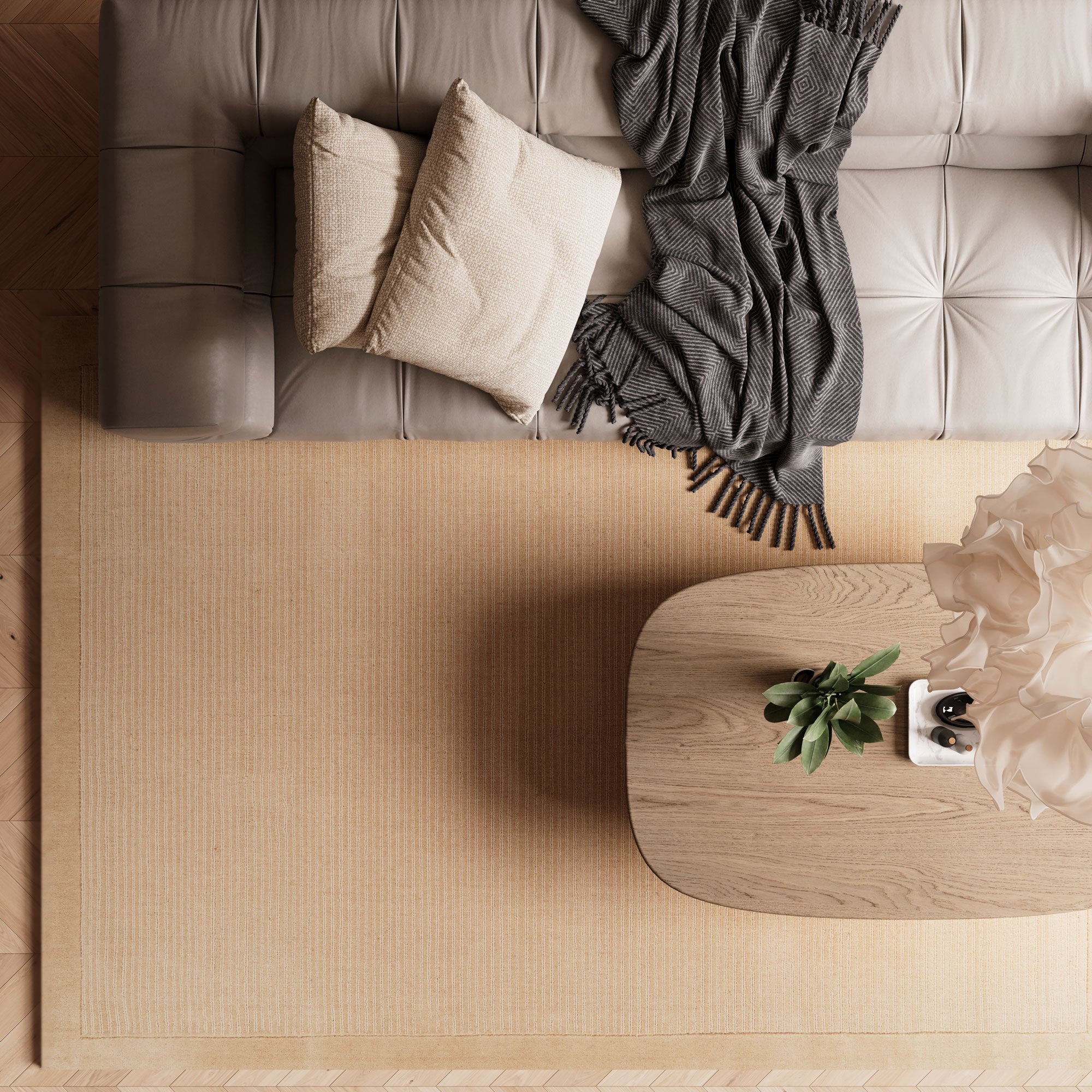 Neutral Bordered Wool Rug - Olann Neutral