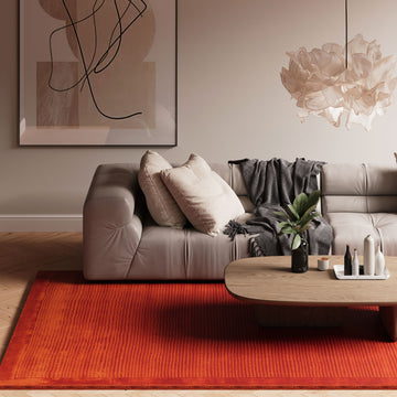 Terracotta Bordered Wool Rug - Olann Terra