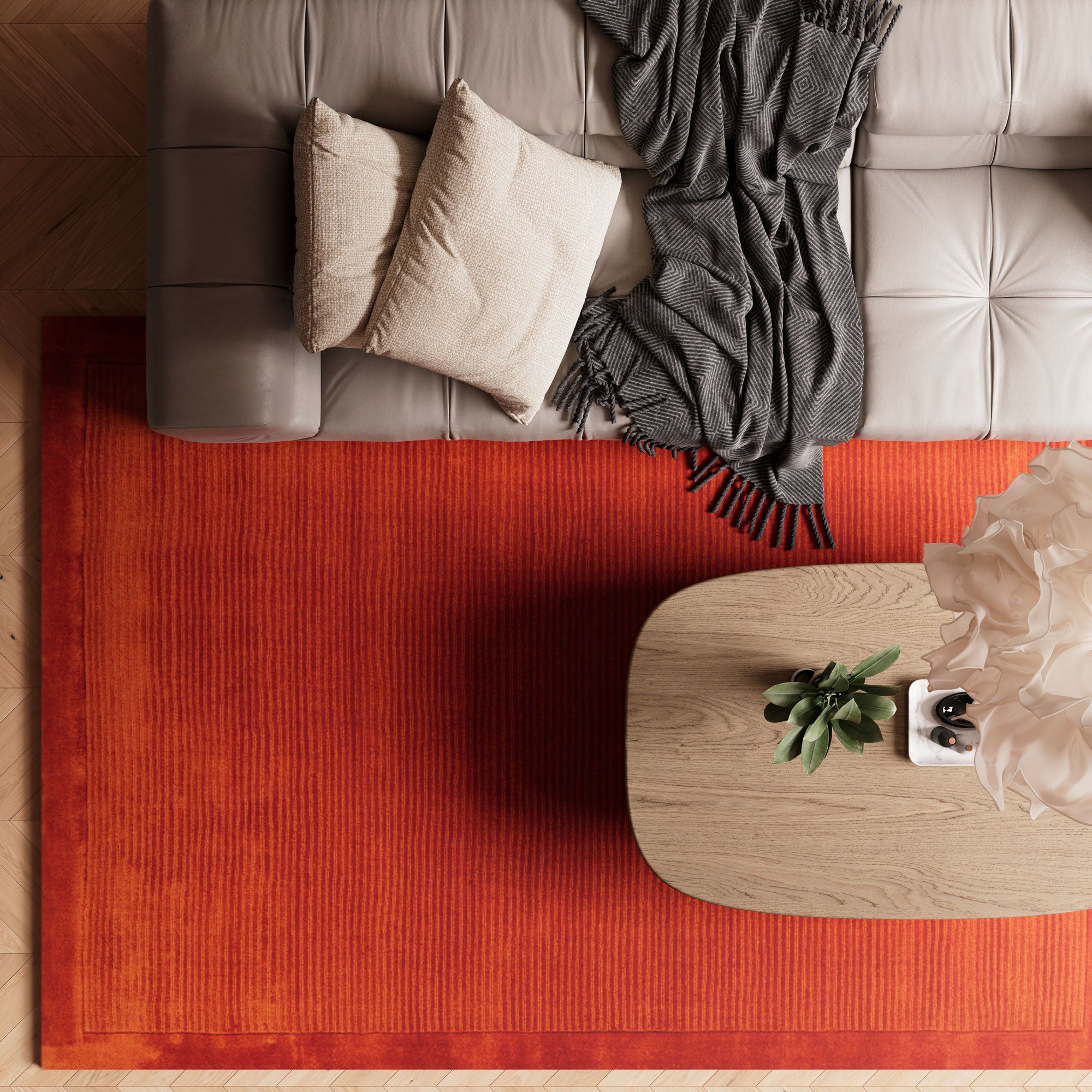 Terracotta Bordered Wool Rug - Olann Terra