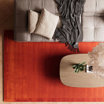 Terracotta Bordered Wool Rug - Olann Terra