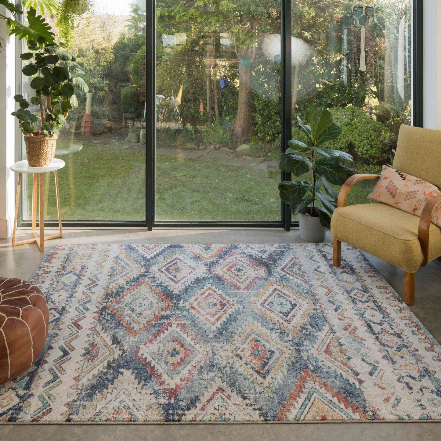 Soft Abstract Diamond Multicolour Living Room Rug