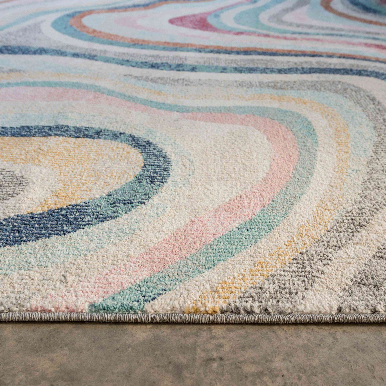 Soft Abstract Marbled Multicolour Living Room Rug