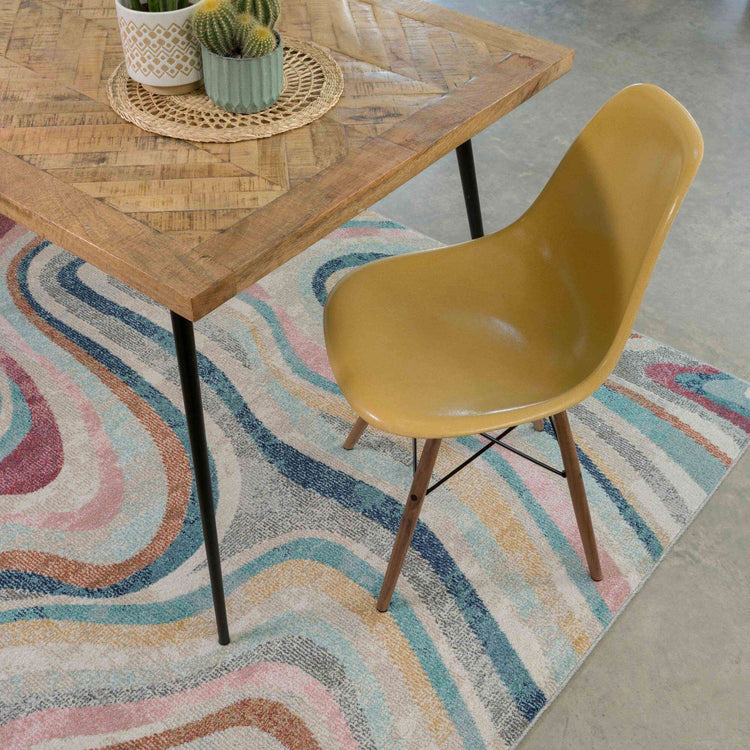 Soft Abstract Marbled Multicolour Living Room Rug