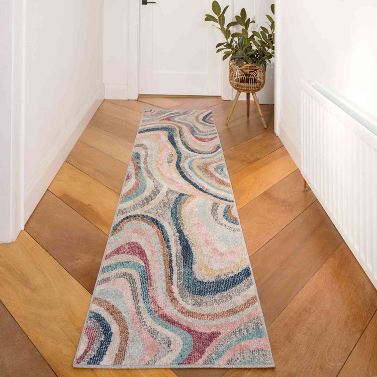 Soft Abstract Marbled Multicolour Living Room Rug