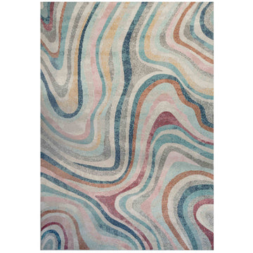 Soft Abstract Marbled Multicolour Living Room Rug