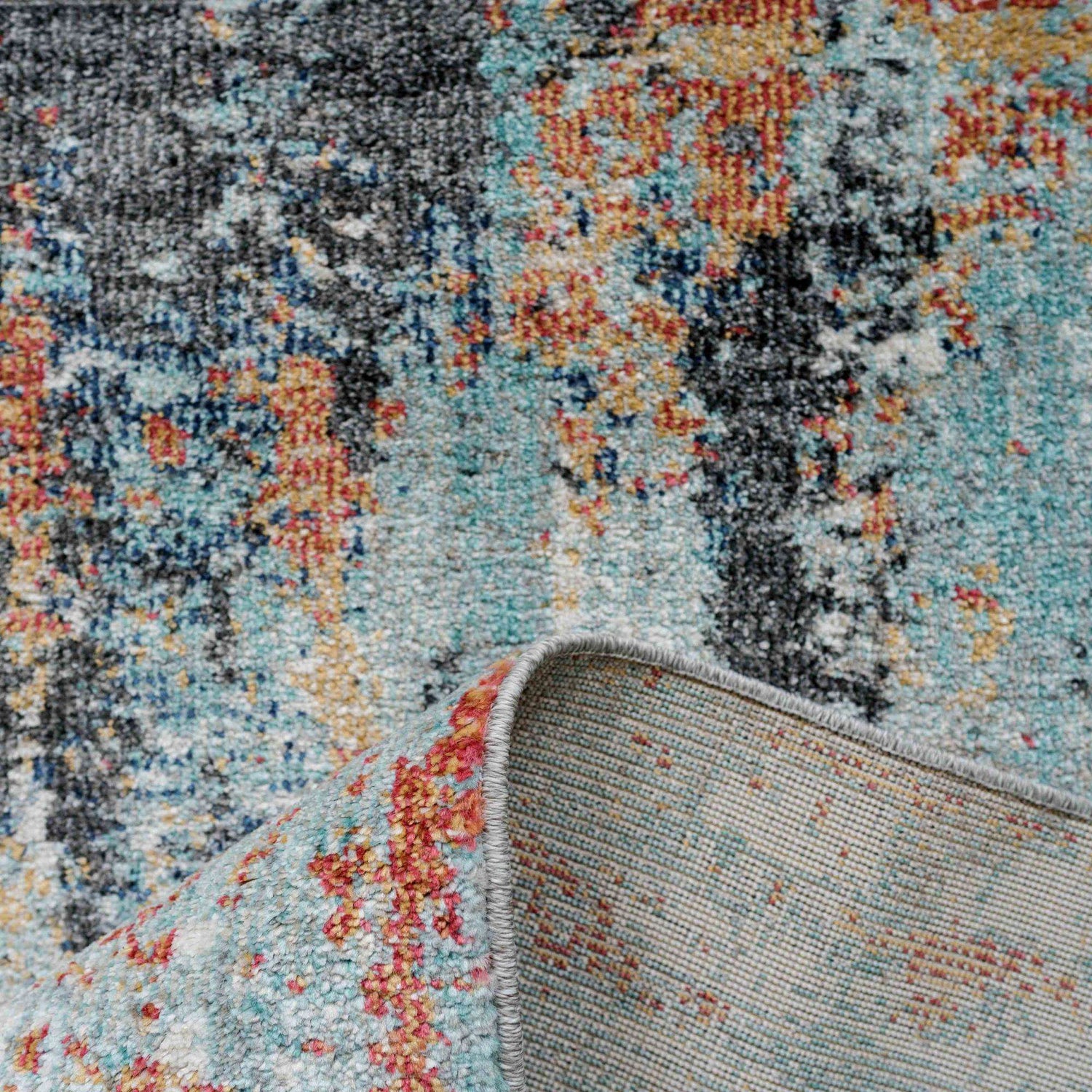 Soft Abstract Distressed Multicolour Living Room Rug