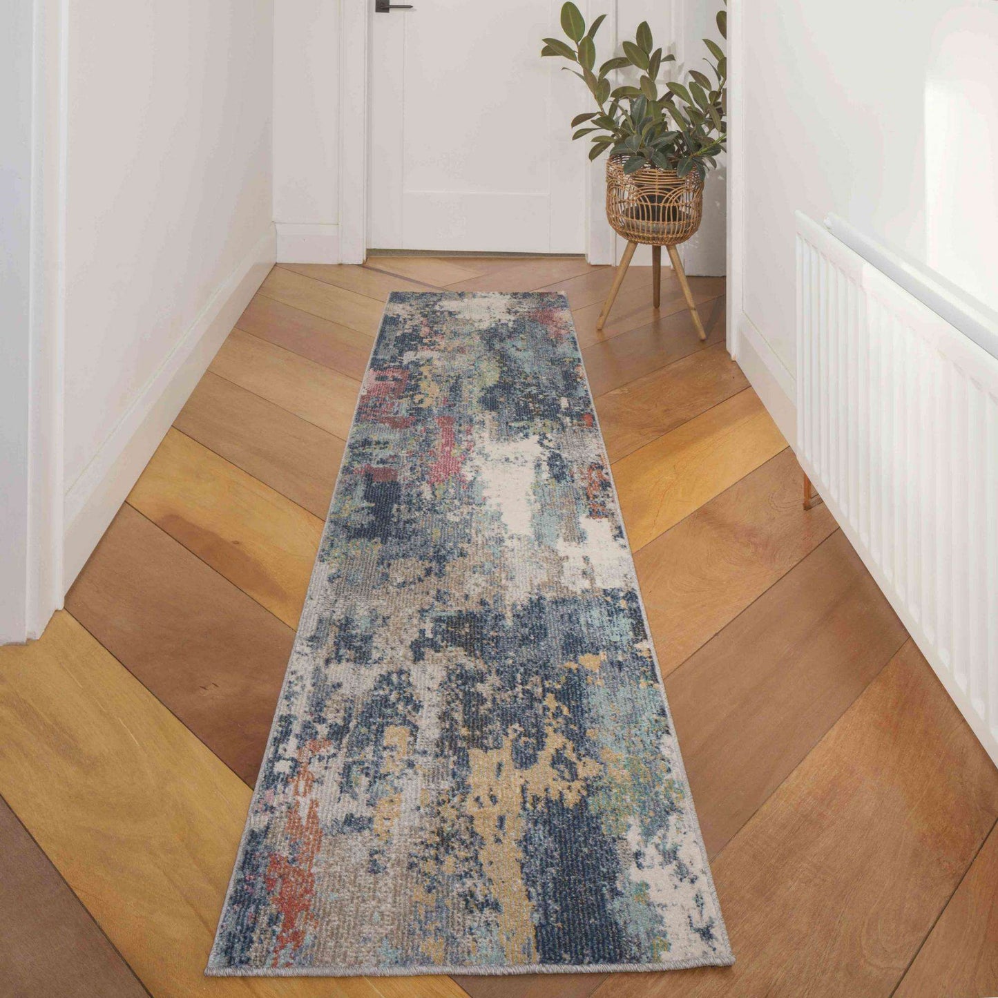 Soft Abstract Distressed Multicolour Living Room Area Rug