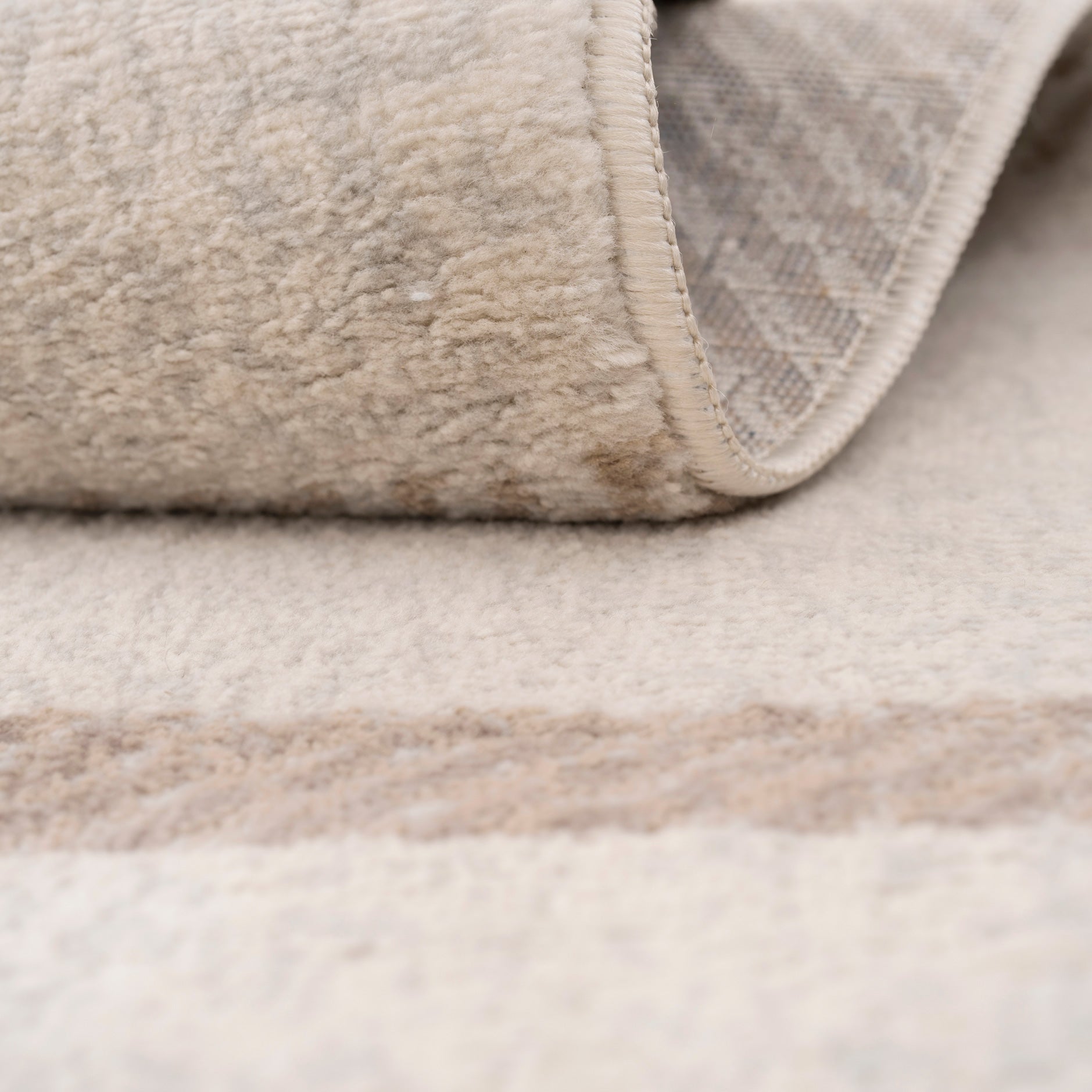 Neutral Cream Beige Tartan Rug - Angus