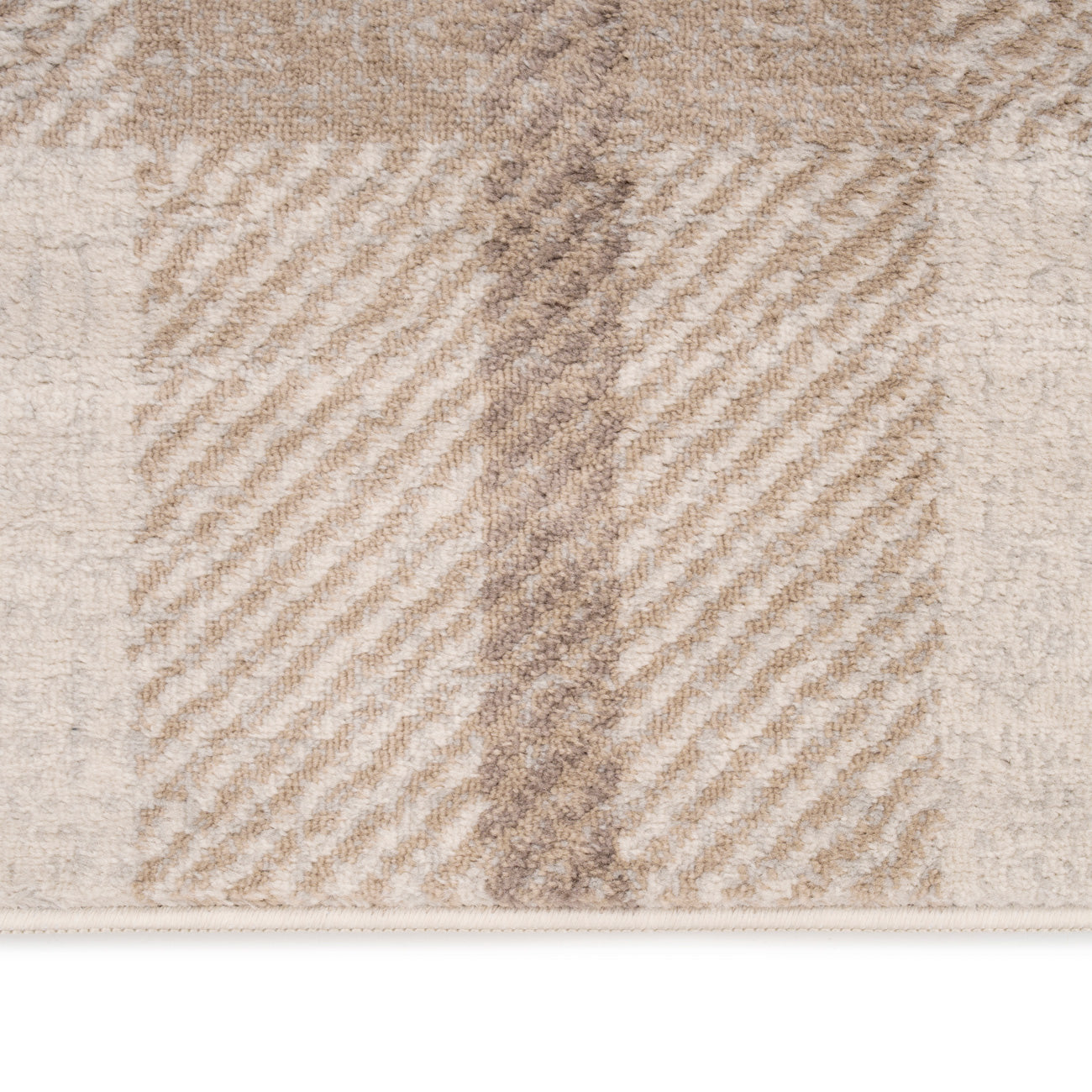 Neutral Cream Beige Tartan Rug - Angus