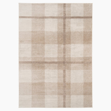 Neutral Cream Beige Tartan Rug - Angus