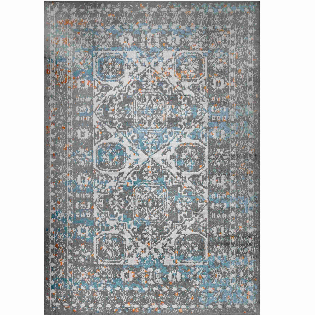 Faded Distressed Light Blue Grey Oriental Pattern Rug | Living Room ...
