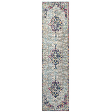 Faded Distressed Colourful Oriental Pattern Runner  Rug