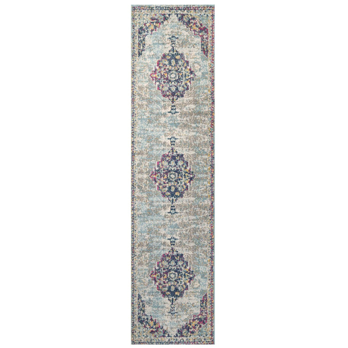 Faded Distressed Colourful Oriental Pattern Runner Rug | Runner Rugs ...